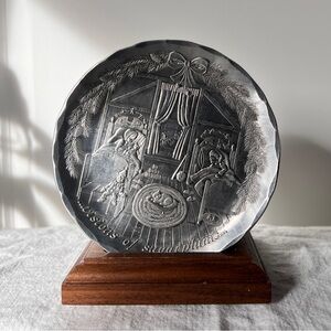 Handmade‎ Wendell August Christmas Coasters Set of 4 Aluminum w Wooden Stand